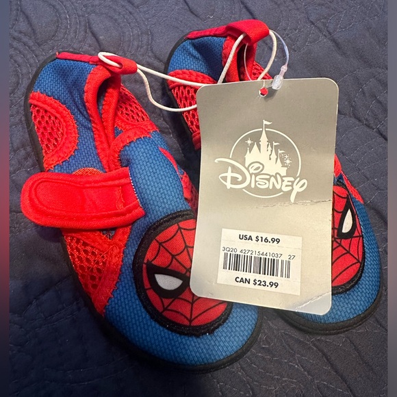Disney NWT Toddler Boys Swim Water Shoes Size 7 Spider-Man Buzz Lightyear - Picture 2 of 5